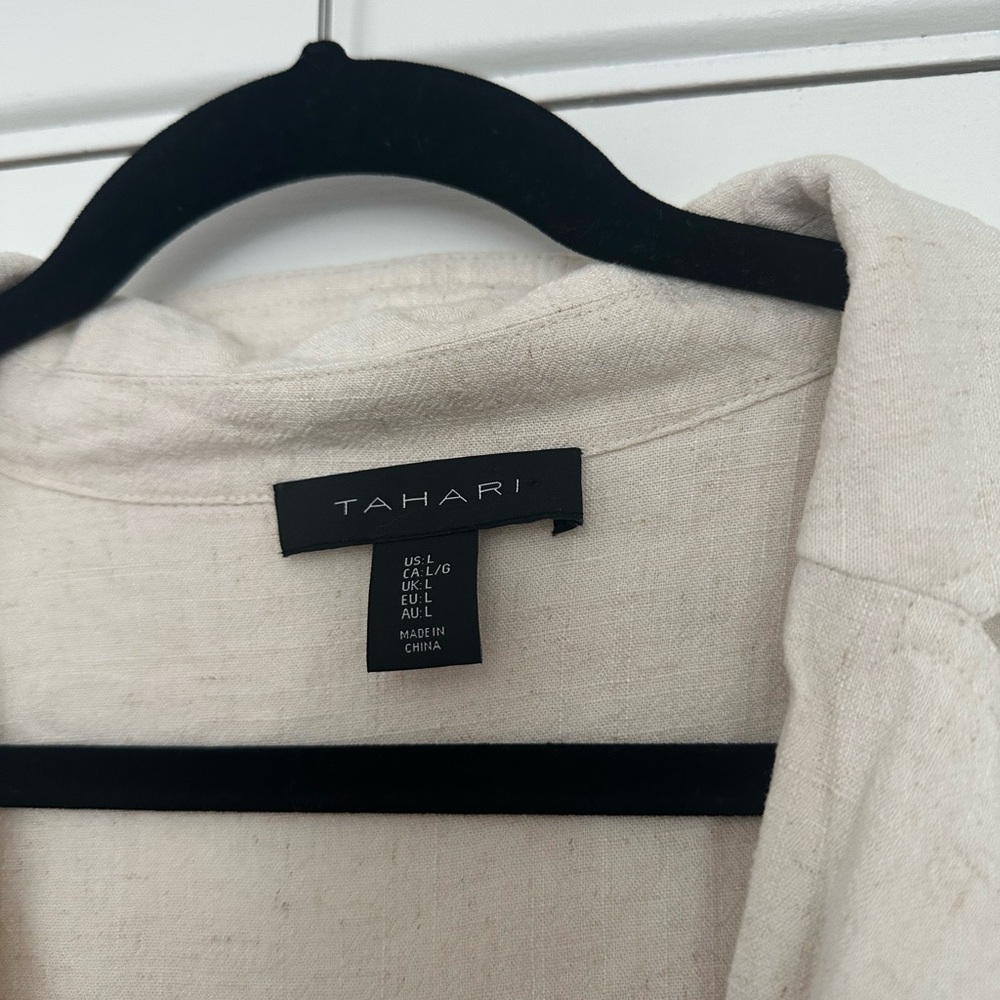 Tahari Linen Blend Belted Trench Midi Dress Size Large - Picture 4 of 6